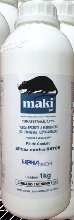 Ÿ MAKI PÓ (Cumatetralil 0,75%) é a solução ideal para o controle integrado de roedores.