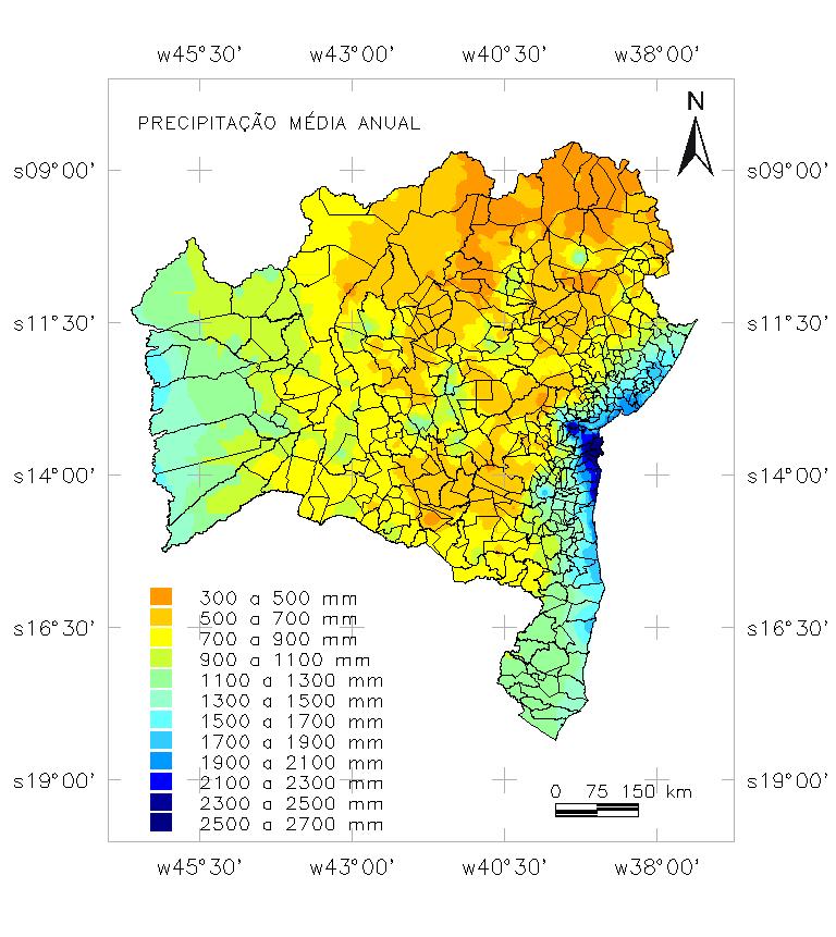 Figura 1. Distribuição dos Postos de Observação no Estado da Bahia.