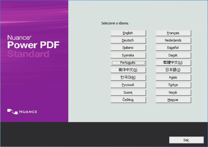 Preparativos para a utilização do Nuance Power PDF Standard Instalando o Nuance Power PDF Standard Instalen o Nuance Power PDF Standard de acordo com o seguinte procedimento.