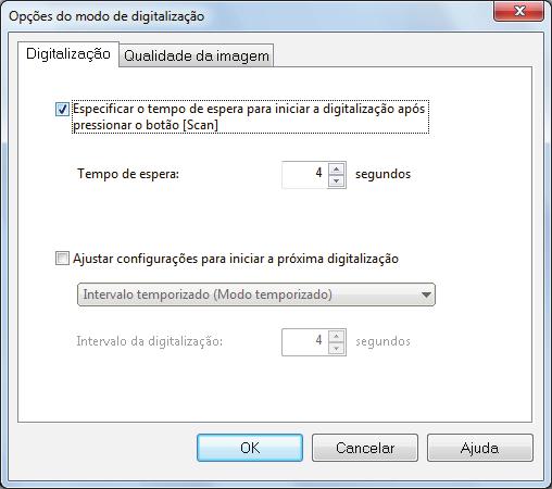 Digitalizando documentos usando o modo temporizado Para configurar o período de tempo para o ScanSnap iniciar a próxima digitalização quando os documentos forem digitalizados continuamente: 1.