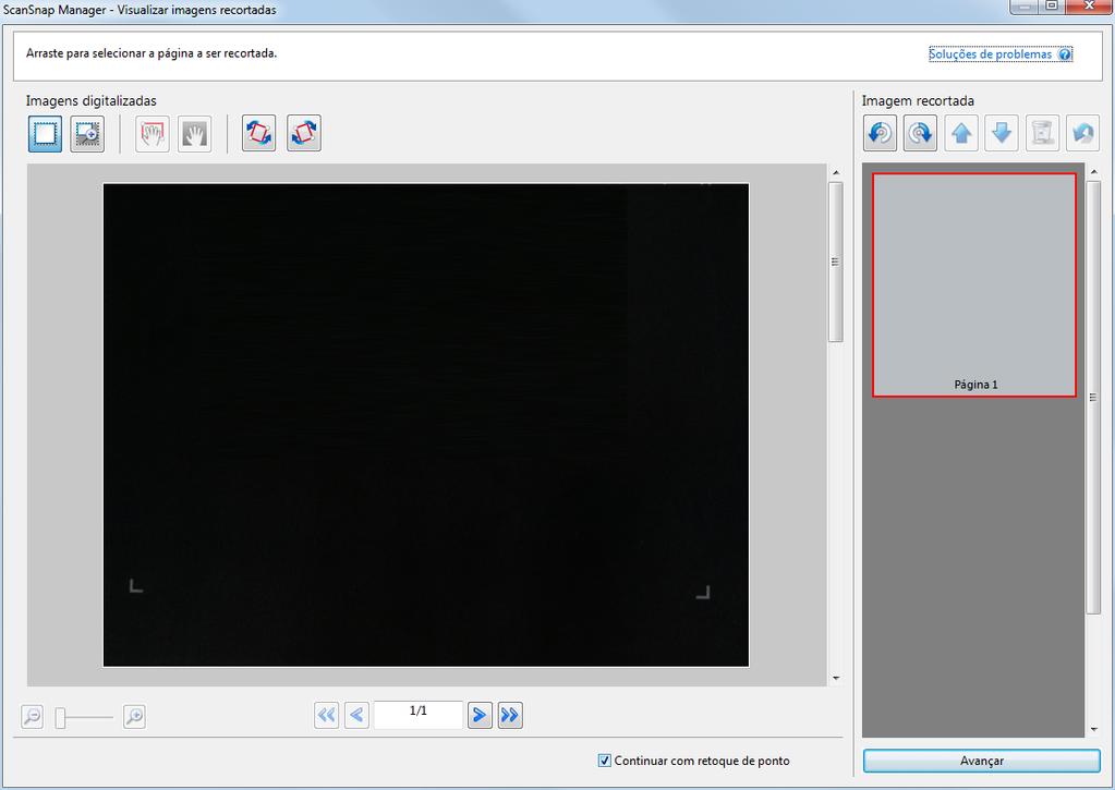 Digitalizando um documento a A janela [ScanSnap Manager - Visualizador de imagem do livro] será exibida no modo retoque. 4.