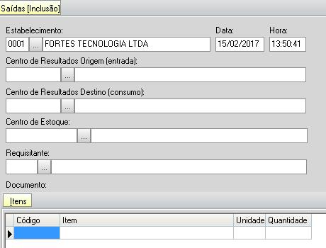 Informar os dados da saída.