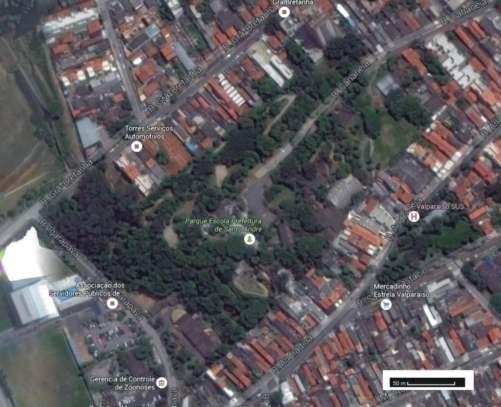 Fotografia 1 Vista aérea por satélite do Parque Escola do Município de Santo André. Fonte: Google Maps, 2016. 3.