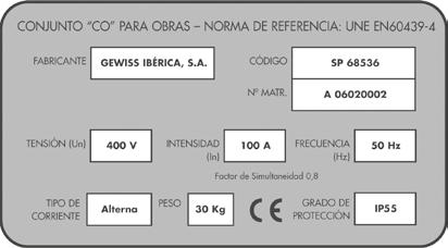 Etiqueta identificativa Etiqueta identificativa Todo CO debe estar provisto de