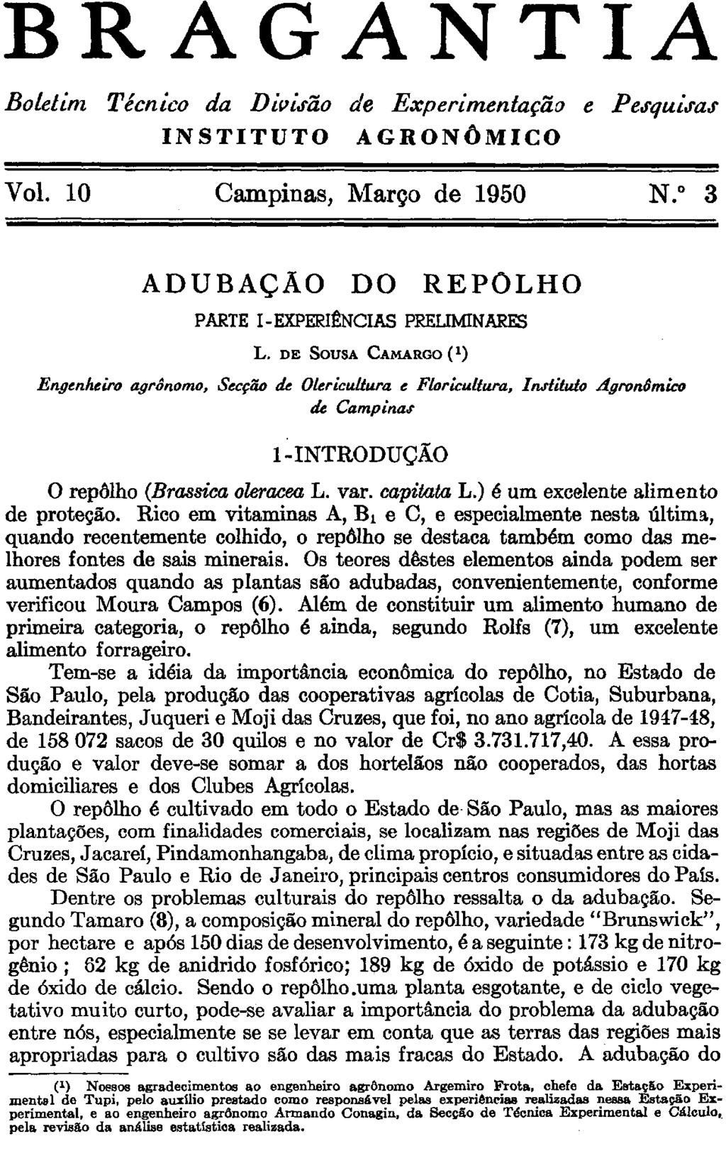 A D U B A Ç Ã O DO REPÔLHO PARTE I-EXPERIÊNCIAS PRELIMINARES L.