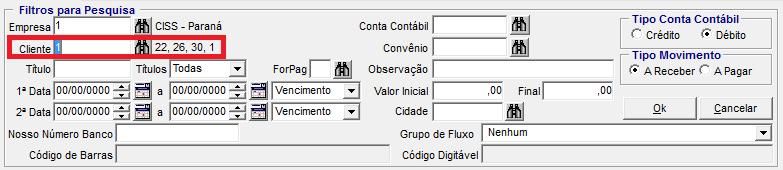 Ao confirmar a pesquisa, serão exibidos na tela todos os títulos que pertencerem aos clientes/fornecedores do grupo econômico selecionado. 2.2.1.