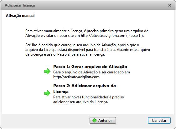 Configuração Figura H. Página de ativação manual 14.