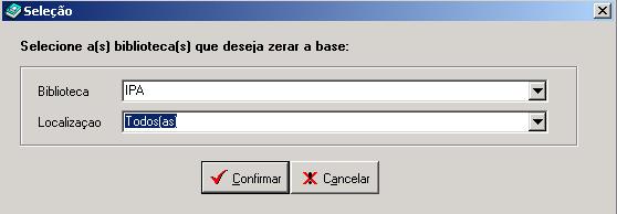Após a confirmação, irá aparecer uma nova janela onde a Biblioteca e a Localização a