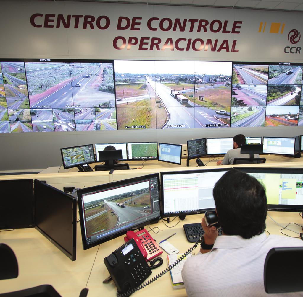 Capa Outros serviços Além do monitoramento de toda a rodovia com o auxílio das câmeras, o CCO é responsável pelo registro de todas as ocorrências na pista, bem como pela coordenação de todos os