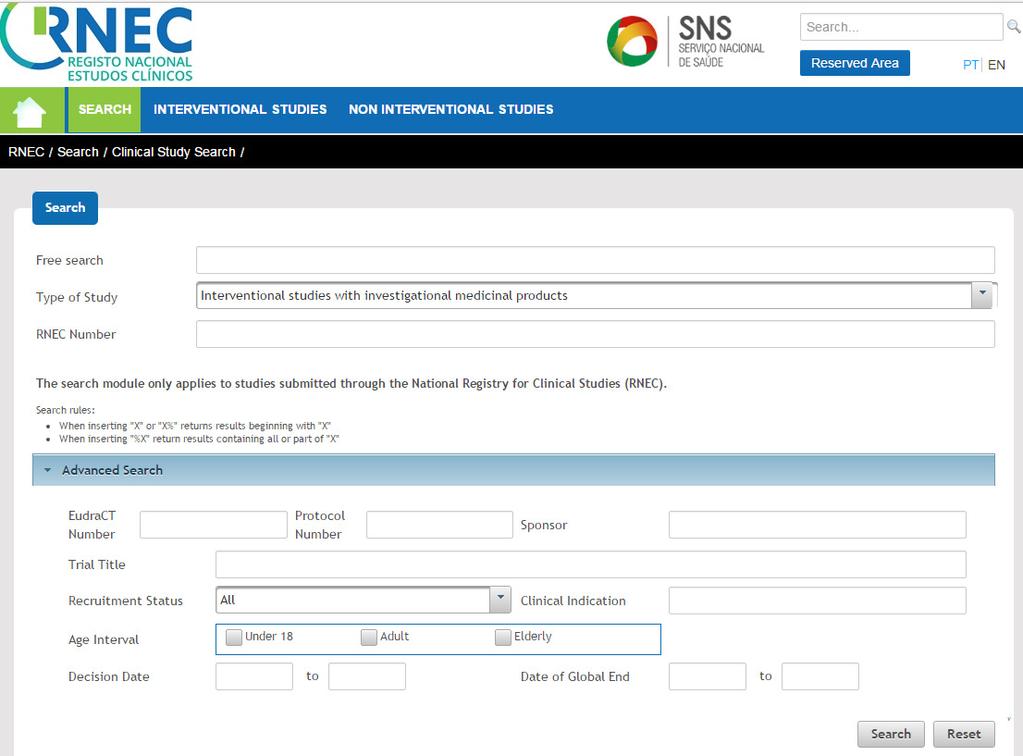 RNEC Pesquisa de Estudo Clínico ESTUDO CLÍNICO (nesta fase EC Med.