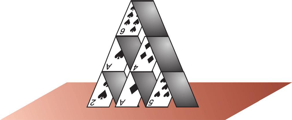 10) (UFRJ) Num Ka Kay, o oriental famoso por sua inabalável paciência, deseja bater o recorde mundial de construção de castelo de cartas.