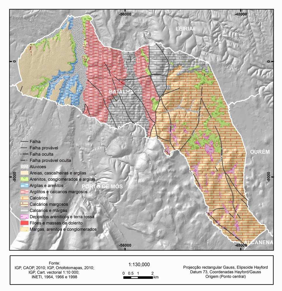 CAPÍTULO 1 ENQUADRAMENTO DA ÁREA DE ESTUDO Figura 1.6 - Mapa litológico do concelho da Batalha Quadro 1.