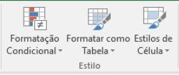 Figura 38 - Exemplo formatação personalizada Estilo Figura 39 - Menu Estilo A formatação condicional será abordada mais à frente no livro pois demanda um conhecimento de fórmulas um pouco mais