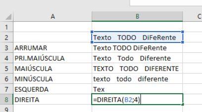 Figura 89 - Exemplo função DIREITA Figura 90 - Exemplo resultado função DIREITA