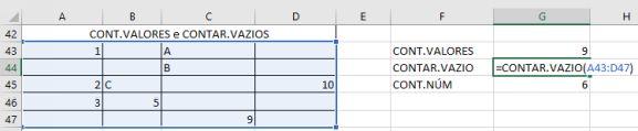 VALORES conta quantas cédulas não vazias existem no intervalo (Figura 96), a função CONTAR.