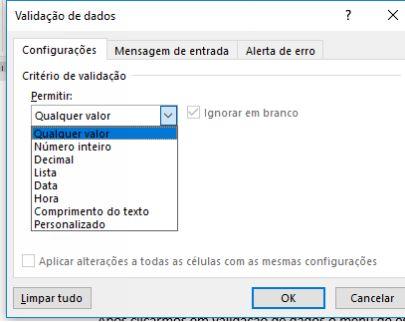 Nela iremos inserir a validação de dados no tipo de obra, para isso devemos selecionar a aba dados e clicar em validação de dados (Figura 142).