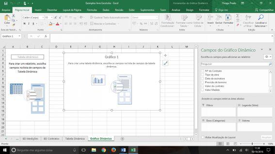 Figura 158 - Botão Gráfico Dinâmico Após clicarmos o mesmo menu da tabela dinâmica aparecerá. E faremos as mesmas configurações.