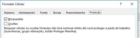 Figura 178 - Menu formatar célula Proteção Caso se tente editar uma célula protegida aparecerá a seguinde mensagem de erro Figura 179 - Mensagem célula bloqueada Conclusões Acredito que cumpri o
