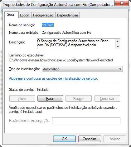 Supplicant - Windows (7 e 10) A aba autenticação só