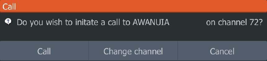 Contactar uma embarcação AIS Se o sistema incluir um rádio VHF que permita efetuar chamadas com DSC (Digital Select Calling, Chamada seletiva