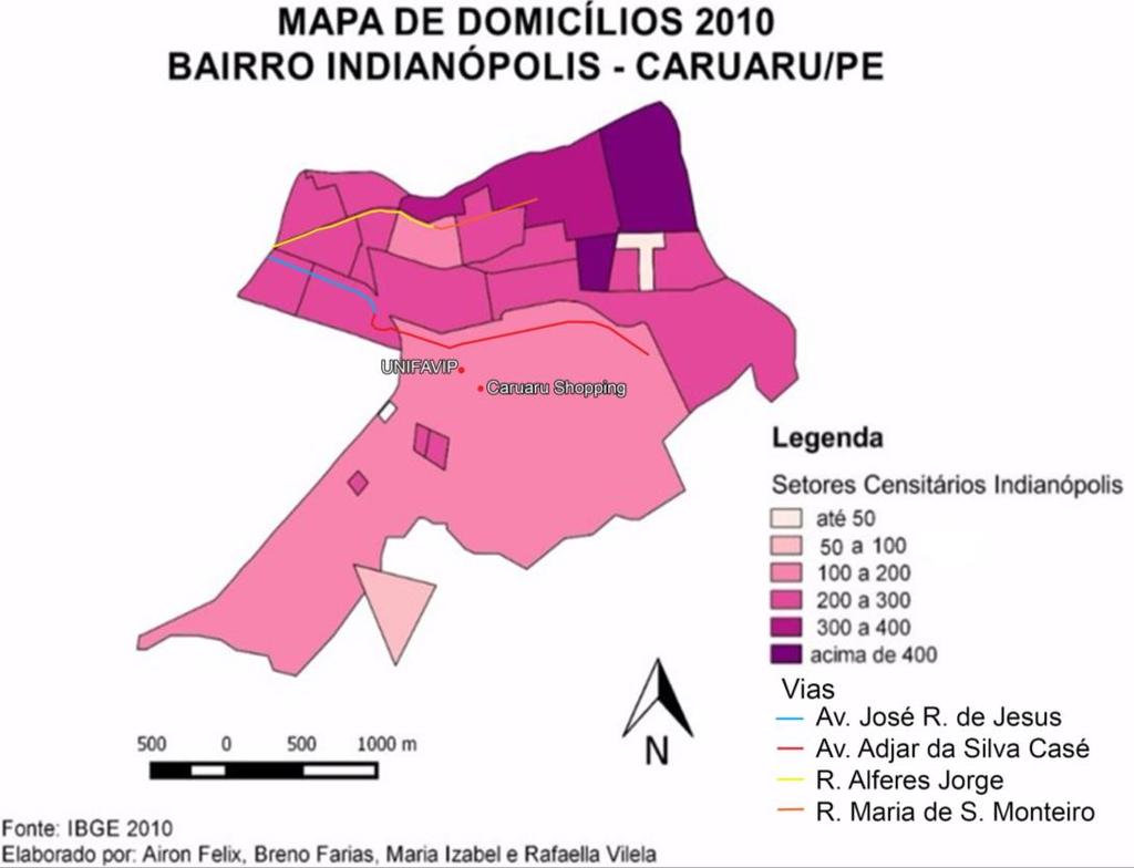 Figura 04 Mapas de domicílios particulares do Bairro Indianópolis no ano 2010 Fonte: Elaboração Própria (2016) As imagens de