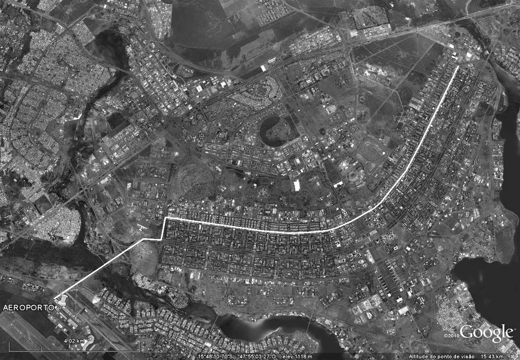 Figura 4. Traçado da linha objeto do estudo do VLT Brasília nó ( i ) pode ser calculada como: C b i 1 N jk N N N 1 2 em que, N: número de nós do grafo.