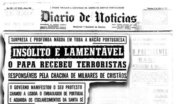 EXAME HISTÓRIA A 2ª FASE 2008 página 2/5 Documento 4 Notícia da recepção, pelo Papa Paulo VI, dos líderes africanos das colónias portuguesas, no Diário de Notícias (5 de Julho de 1970) Documento 5