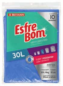 : 75 x 105 cm Fardo: 12 rolos com 15 sacos EAN: 7896001003088 DUN: 27896001003082 ESFREBOM SACOS PARA LIXO SUSTENTÁVEIS ESFREBOM BOLSAS PARA BASURA SUSTENTABLE ROLLO ESFREBOM SUSTAINABLE TRASH BAGS