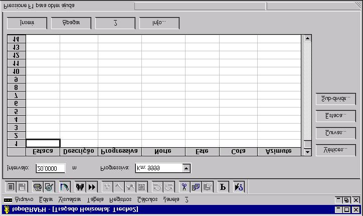 Iniciando o Sistema topograph 98 Módulo Projetos 9. Para terminar a inserção do alinhamento, clique o botão direito do mouse para aparecer o menu flutuante, escolha Encerrar.