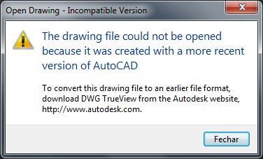 Formato do arquivo Formato DXF ou AutoCAD DWG (versão menos recente