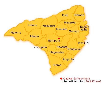 Província de Nampula Superfície de 78.197 km² População projetada para 2014 -- 4 887 839 de pessoas 2 771.