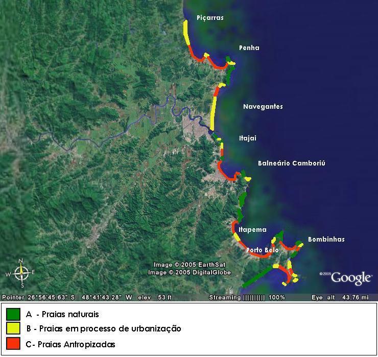 Diagnóstico de Campo Objetivando constatar a situação atual da ocupação das praias dos municípios do setor Centro-Norte do litoral catarinense, entre os dias 15 e 18 de setembro de 2003 foram