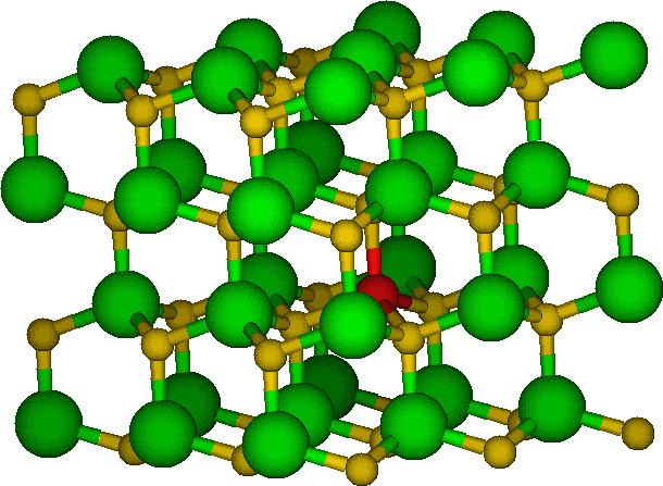 42 No primeiro defeito foi retirado um átomo de In e adicionado um átomo de Mg substitucionalmente (35 In, 36 N, 1 Mg) figura 3.14.