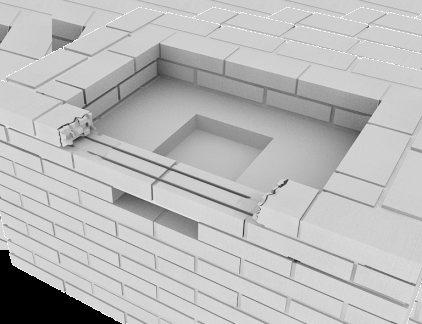 PASSO 4 - Construindo o Braseiro (Vide finalização do Braseiro no Passo 6) A partir da 11ª até a 14ª fiada de tijolos, continue levantando as paredes conforme a distribuição abaixo.