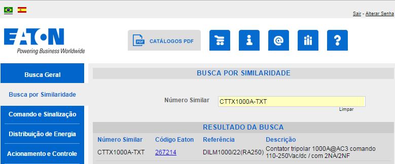 Para encontrar o produto Eaton similar basta digitar o código de mercado (completo ou parcial) no