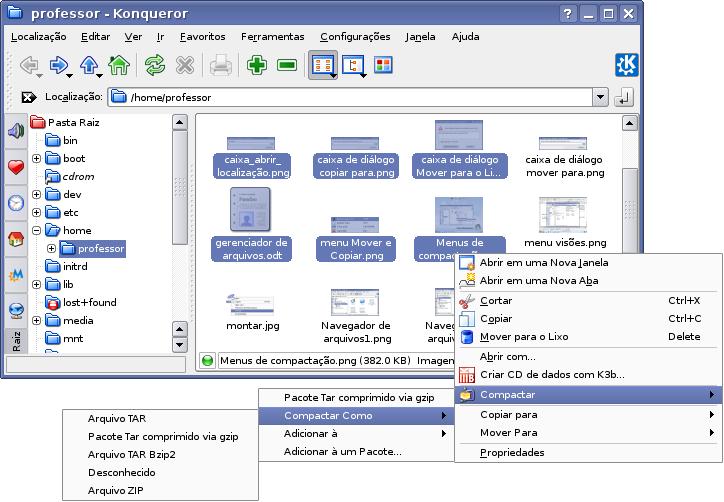 8.3.1 Arquivando os arquivos... Vamos entender como usar os comandos tar e gzip, através do gerenciador de arquivos do Linux.