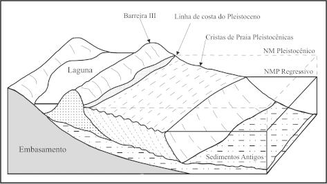 região costeira e a evolução da barreira holocênica, caracterizando que barreiras progradantes predominam em setores côncavos, enquanto que campos de dunas transgressivas vão se formar nas porções