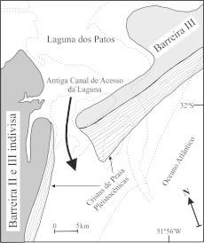 área, contornando a ilha dos Marinheiros, a qual fazia parte da Barreira III, e desaguando a sul da região da praia do Cassino.