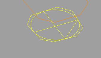 Cabo do Machado: 1. Para criar o cabo do machado usaremos um circulo e uma elipse. Faça um circulo centralizado no octagono mais inferior da haste do machado.