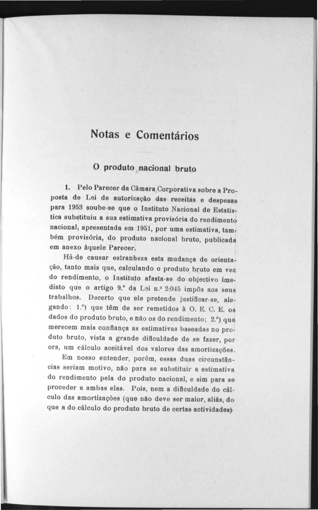 Notas e Comentários o produto, nacional bruto 1.