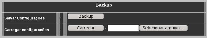 Backup e Restauração da configuração em arquivo Menu de backup da configuração em arquivo e restauração de arquivos de configuração. Fig.