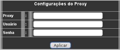 Configuração do Proxy (submenu Proxy) Menu de configuração do proxy. O proxy pode ser utilizado por requisições HTTP de Update do sistema, SMS ou para acesso a portabilidade numérica HTTP. Fig.