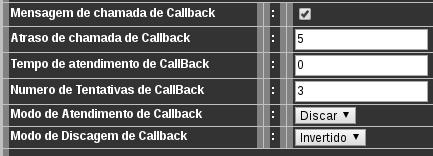 Configuração GSM Submenu Callback Menu de configurações de callback das interfaces GSM0 e GSM1. Mensagem de Se habilitado, emite uma mensagem ao gerar a chamada chamada de Callback de callback.