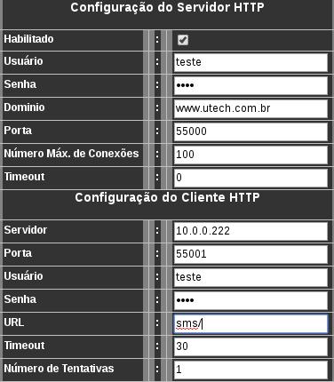 Configuração do Servidor HTTP Submenu HTTP Neste menu são configurados os parâmetros de funcionamento do servidor HTTP do equipamento.
