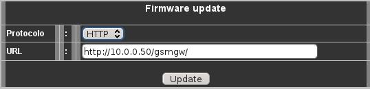 Atualização do Sistema (submenu Update) Menu de atualização do dispositivo. Configurar os campos descritos abaixo e pressionar a tecla Update. Fig.