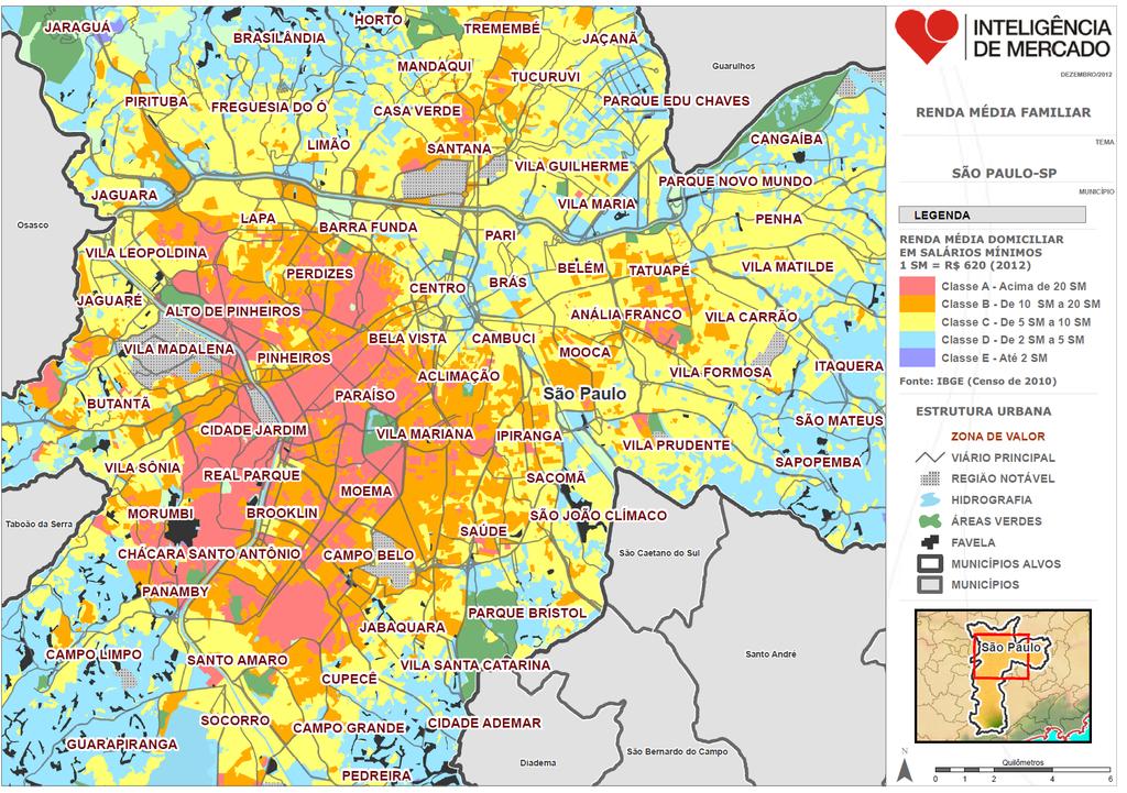 Oportunidades de desenvolvimento imobiliário Bairros em São Paulo Fonte: Inteligência de Mercado Lopes