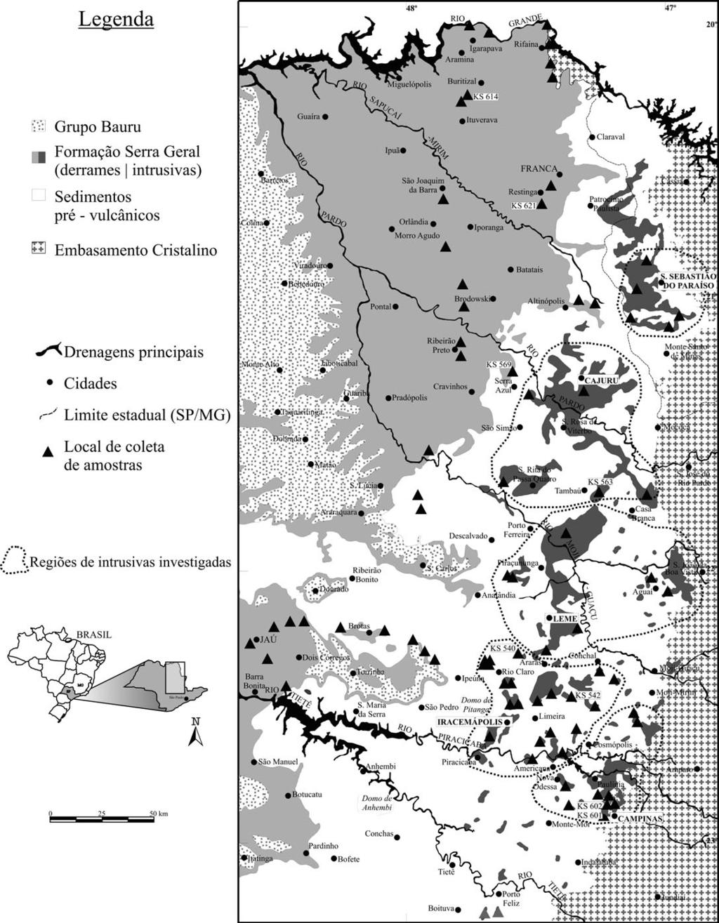 Fábio Braz Machado et al. Figura 3 Mapa Geológico simplificado de CPRM (2005), da área investigada, com disposição dos locais de coleta de amostras.