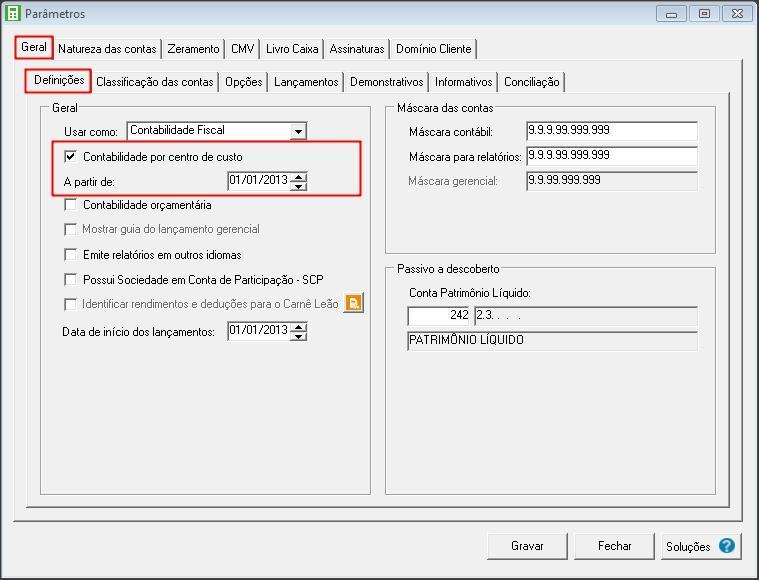 Como configurar a Contabilidade por Centro de Custo? 1- PARÂMETROS DA EMPRESA 1.1 - Acesse o menu CONTROLE, clique em PARÂMETROS; 1.2 