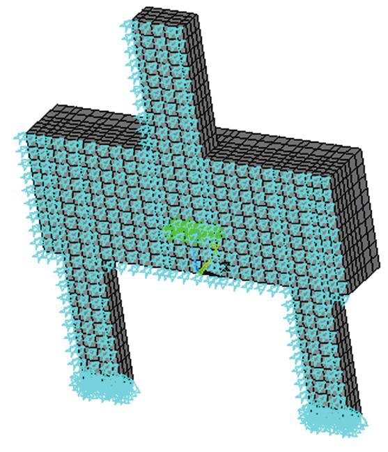 Numrical analysis of two pil caps with sockts mbddd, subjct th ccntric comprssion load Figura 6 Condiçõs d contorno rd d lmntos finitos Figura 8 Link 8, Ansys Na modlagm das barras d aço da armadura