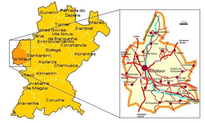 Figura 1 Localização da área em estudo: Concelho de Rio Maior e respectivos Concelhos vizinhos. 4.